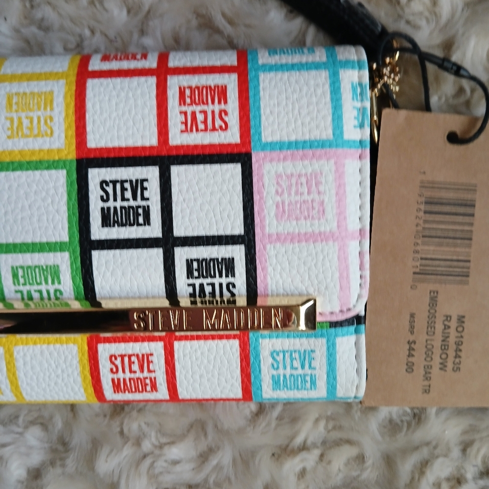 🌟 Steve Madden Women's Wallet RAINBOW Embossed Logo Bar NWT - Picture 8 of 9